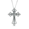 Thumbnail Image 0 of 0.37 CT. T.W. Diamond Gothic-Style Flared Cross Pendant in Sterling Silver and Black Rhodium