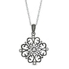 Thumbnail Image 0 of 0.145 CT. T.W. Diamond Filigree Flower Pendant in Sterling Silver and Black Rhodium