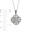 Thumbnail Image 2 of 0.145 CT. T.W. Diamond Filigree Flower Pendant in Sterling Silver and Black Rhodium