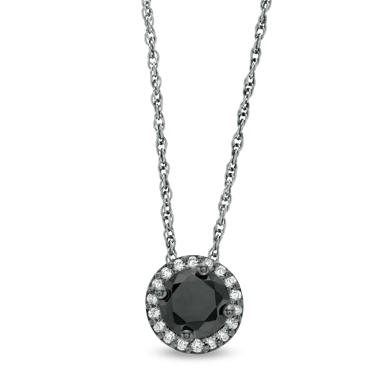 0.45 CT. T.W. Enhanced Black and White Diamond Frame Pendant in 10K White Gold and Black Rhodium|Peoples Jewellers