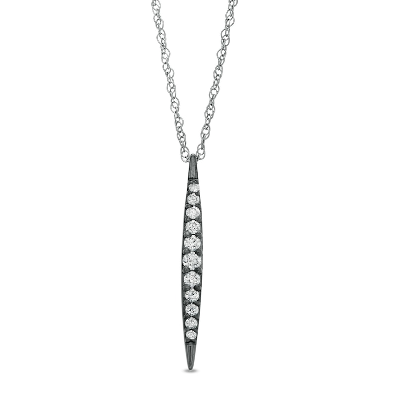 0.23 CT. T.W. Diamond Elongated Marquise Bar Pendant in Sterling Silver and Black Rhodium