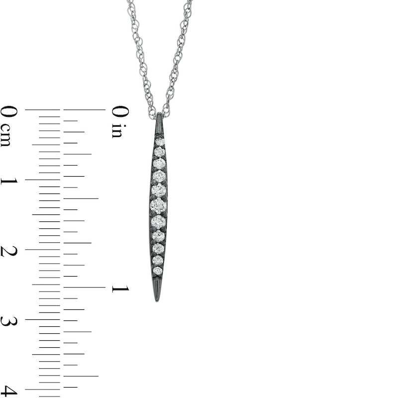 0.23 CT. T.W. Diamond Elongated Marquise Bar Pendant in Sterling Silver and Black Rhodium