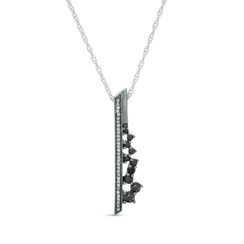 Main Image 1 of 0.29 CT. T.W. Enhanced Black and White Diamond Vertical Bar Scatter Pendant in Sterling Silver and Black Rhodium