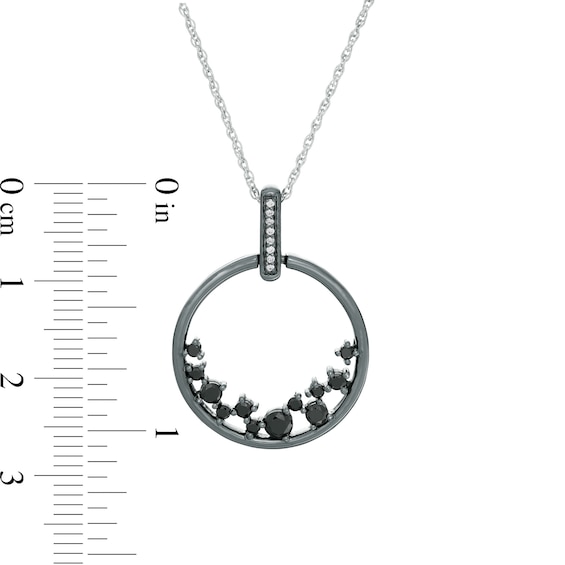 0.29 CT. T.W. Enhanced Black and White Diamond Scatter Circle Pendant in Sterling Silver and Black Rhodium