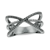 0.23 CT. T.W. Enhanced Black and White Diamond Orbit Ring in Sterling Silver with Black Rhodium