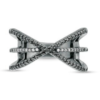 0.23 CT. T.W. Enhanced Black and White Diamond Orbit Ring in Sterling Silver with Black Rhodium