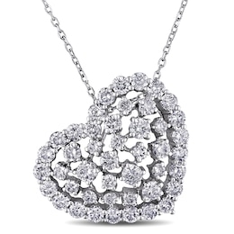 1.99 CT. T.W. Diamond Scattered Tilted Heart Pendant in 14K White Gold (H/SI2)