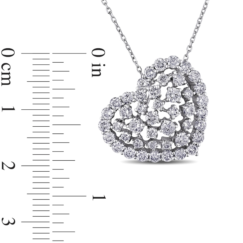 Main Image 3 of 1.99 CT. T.W. Diamond Scattered Tilted Heart Pendant in 14K White Gold (H/SI2)