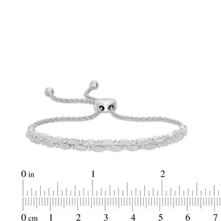 0.25 CT. T.W. Diamond Alternating Marquise Double Row Bolo Bracelet in Sterling Silver - 9.5"