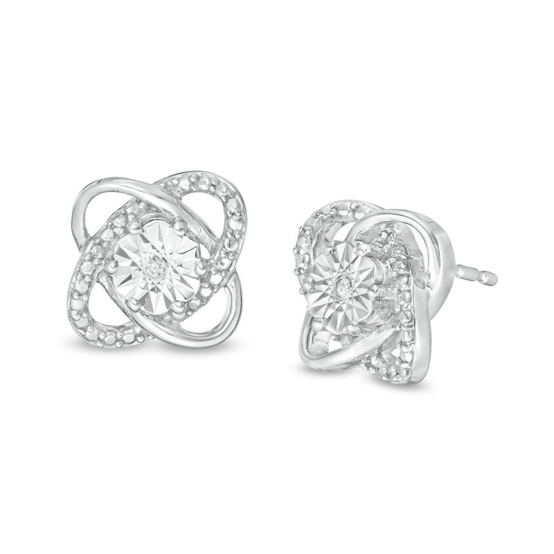 Diamond Accent Orbit Love Knot Stud Earrings in Sterling Silver|Peoples Jewellers