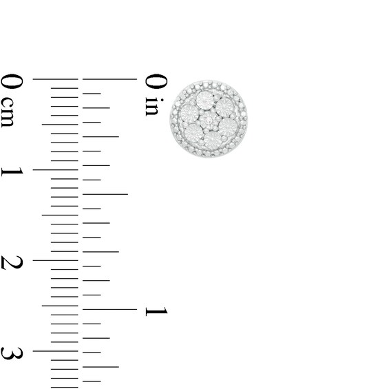 Composite Diamond Accent Bead Frame Stud Earrings in Sterling Silver