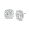 Thumbnail Image 0 of Diamond Accent Beaded Cushion Frame Stud Earrings in Sterling Silver