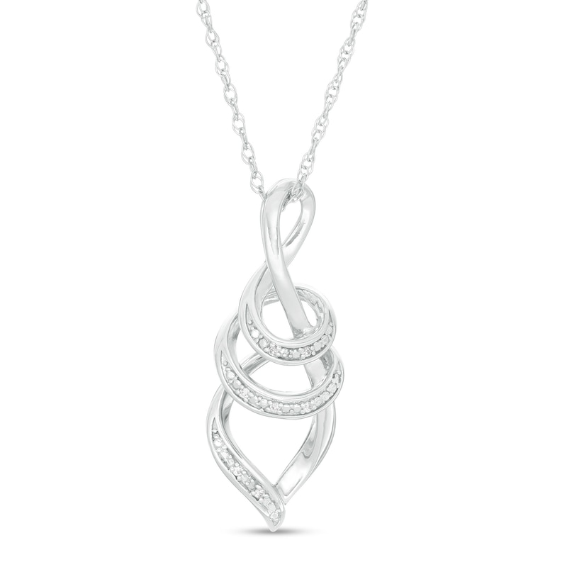 Diamond Accent Swirl Ribbon Pendant in Sterling Silver