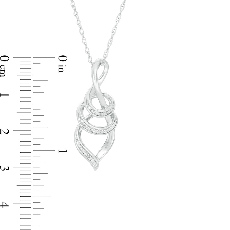 Diamond Accent Swirl Ribbon Pendant in Sterling Silver