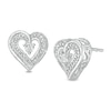 Thumbnail Image 0 of Diamond Accent Beaded Heart Stud Earrings in Sterling Silver