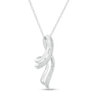 Diamond Accent Looping Ribbon Pendant in Sterling Silver