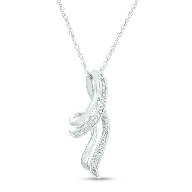 Diamond Accent Looping Ribbon Pendant in Sterling Silver