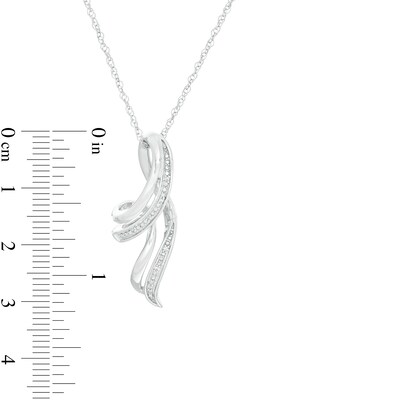 Diamond Accent Looping Ribbon Pendant in Sterling Silver