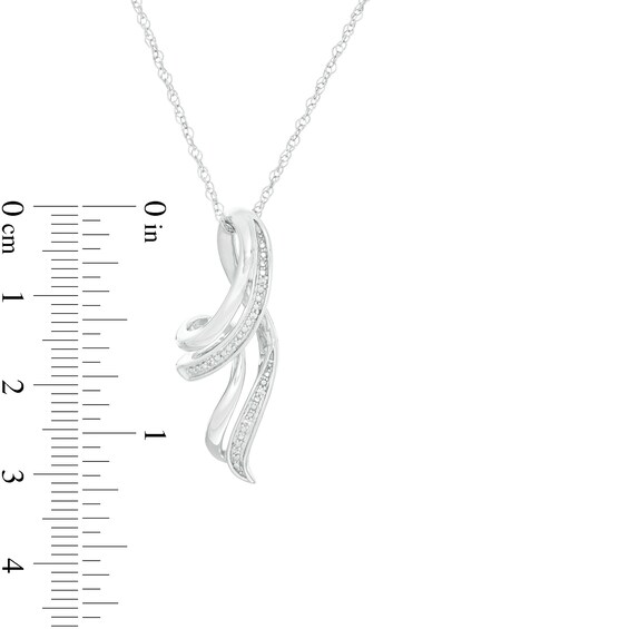 Diamond Accent Looping Ribbon Pendant in Sterling Silver