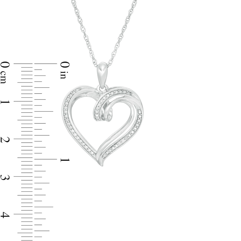 Main Image 3 of Diamond Accent Double Loop Ribbon Heart Pendant in Sterling Silver