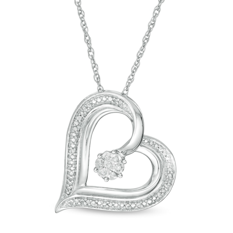 Multi-Diamond Accent Heart Pendant in Sterling Silver|Peoples Jewellers