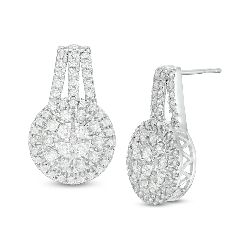 1.45 CT. T.W. Composite Diamond Double Frame Drop Earrings in 10K White Gold