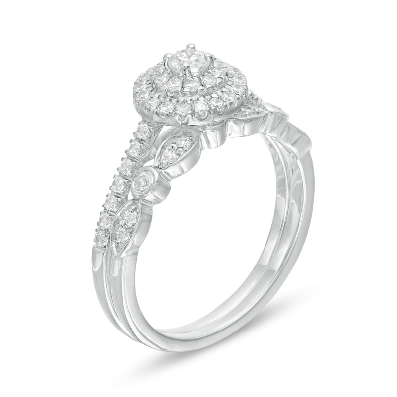 Main Image 3 of 0.45 CT. T.W. Diamond Double Frame Art Deco Bridal Set in 10K White Gold