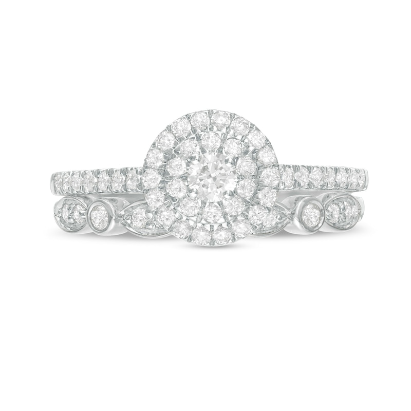 Main Image 4 of 0.45 CT. T.W. Diamond Double Frame Art Deco Bridal Set in 10K White Gold