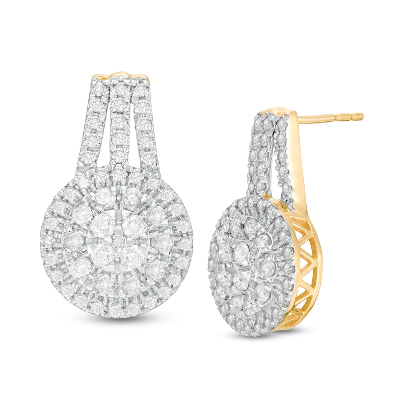 1.45 CT. T.W. Composite Diamond Double Frame Drop Earrings in 10K Gold