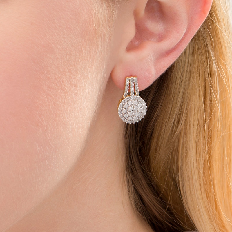 1.45 CT. T.W. Composite Diamond Double Frame Drop Earrings in 10K Gold