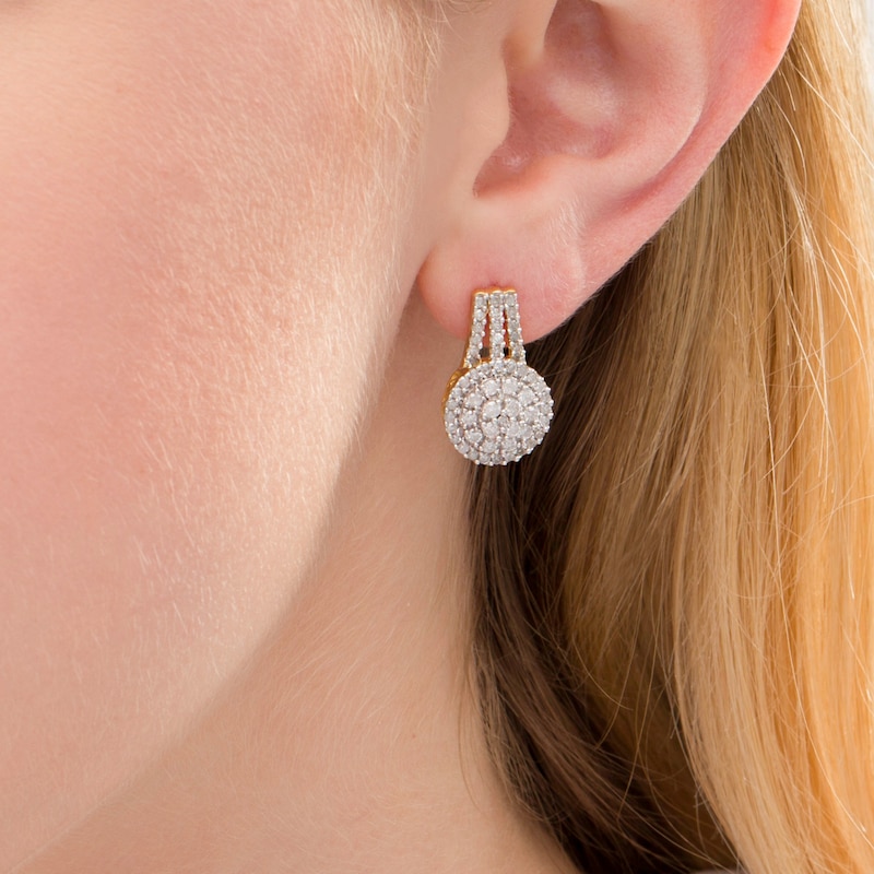 Main Image 2 of 1.45 CT. T.W. Composite Diamond Double Frame Drop Earrings in 10K Gold