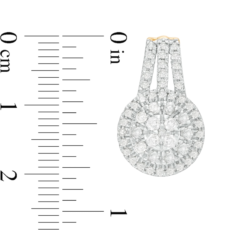 1.45 CT. T.W. Composite Diamond Double Frame Drop Earrings in 10K Gold