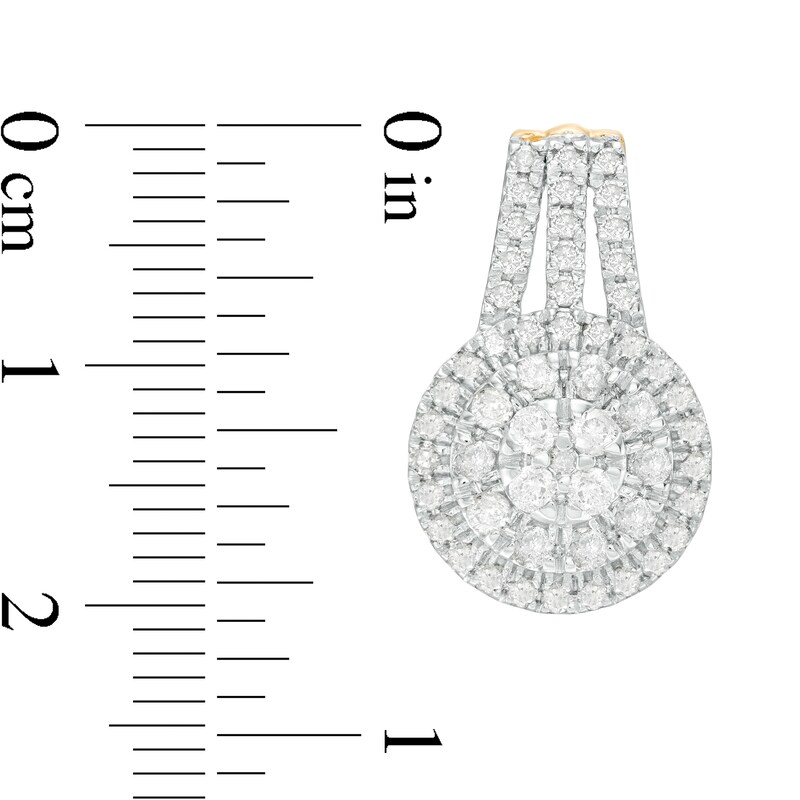 Main Image 3 of 1.45 CT. T.W. Composite Diamond Double Frame Drop Earrings in 10K Gold