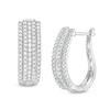 Thumbnail Image 0 of 1.18 CT. T.W. Diamond Multi-Row Hoop Earrings in 10K White Gold