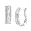 1.18 CT. T.W. Diamond Multi-Row Hoop Earrings in 10K White Gold