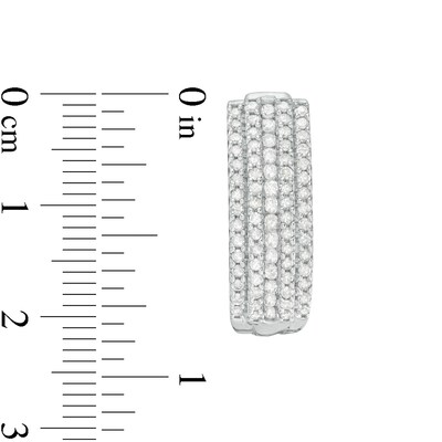 1.18 CT. T.W. Diamond Multi-Row Hoop Earrings in 10K White Gold