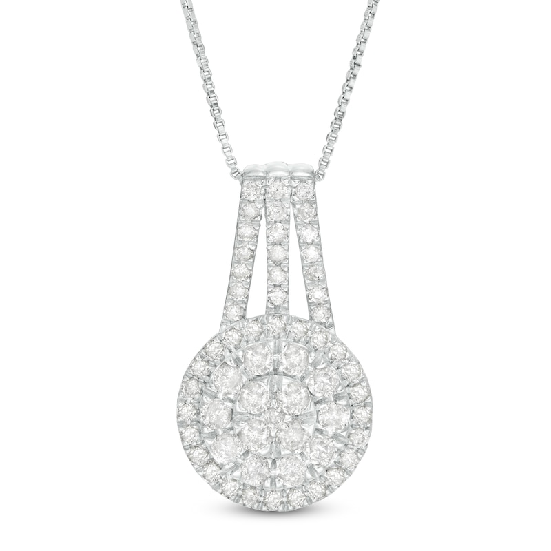 Main Image 1 of 0.95 CT. T.W. Multi-Diamond Pendant in 10K White Gold