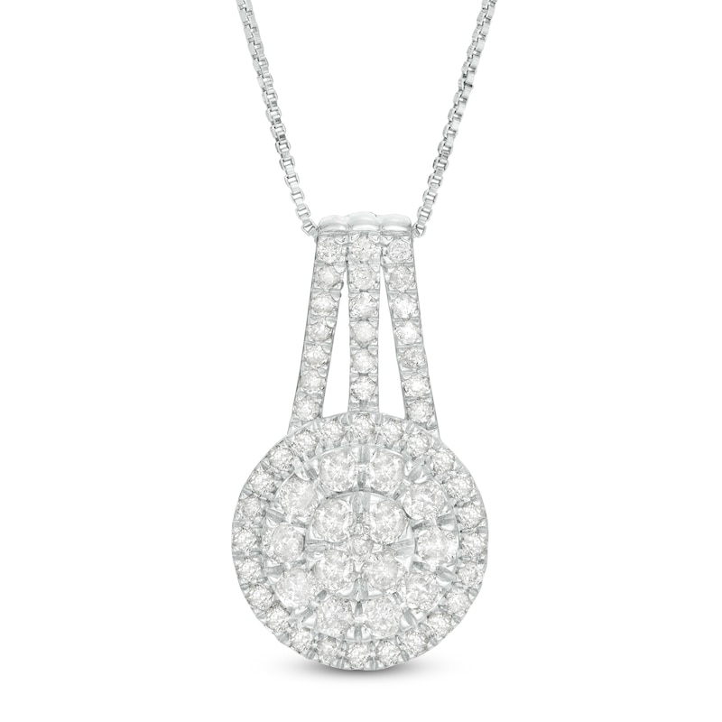 0.95 CT. T.W. Multi-Diamond Pendant in 10K White Gold