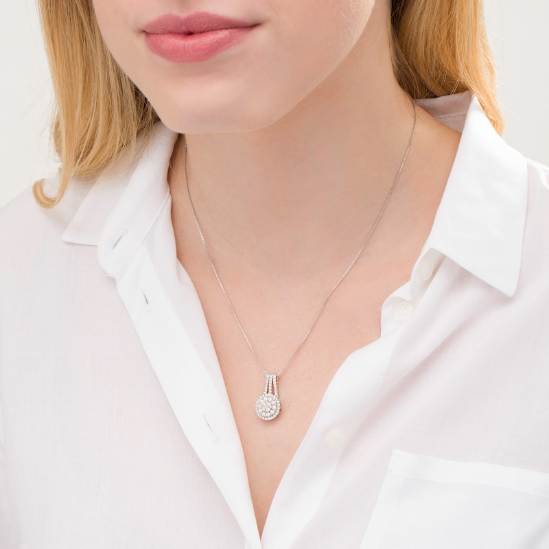 Main Image 2 of 0.95 CT. T.W. Multi-Diamond Pendant in 10K White Gold