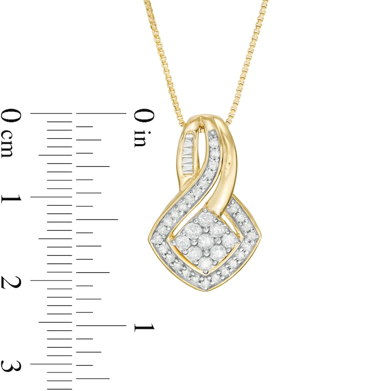 0.45 CT. T.W. Composite Diamond Tilted Square Pendant in 10K Gold