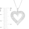 Thumbnail Image 2 of 0.95 CT. T.W. Baguette and Round Diamond Double Row Heart Pendant in 10K White Gold