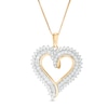 Thumbnail Image 0 of 0.95 CT. T.W. Diamond Double Row Heart Pendant in 10K Gold