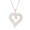 Thumbnail Image 0 of 0.95 CT. T.W. Diamond Double Row Heart Pendant in 10K Rose Gold