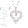 Thumbnail Image 2 of 0.95 CT. T.W. Diamond Double Row Heart Pendant in 10K Rose Gold