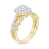 0.95 CT. T.W. Composite Cushion-Shaped Diamond Art Deco Bridal Set in 10K Gold