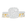 0.95 CT. T.W. Composite Cushion-Shaped Diamond Art Deco Bridal Set in 10K Gold