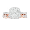 0.95 CT. T.W. Composite Cushion-Shaped Diamond Art Deco Bridal Set in 10K Rose Gold