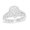 Thumbnail Image 1 of 0.95 CT. T.W. Composite Pear-Shaped Diamond Art Deco Bridal Set in 10K White Gold