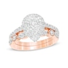 Thumbnail Image 0 of 0.95 CT. T.W. Composite Pear-Shaped Diamond Art Deco Bridal Set in 10K Rose Gold