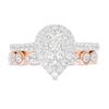 Thumbnail Image 3 of 0.95 CT. T.W. Composite Pear-Shaped Diamond Art Deco Bridal Set in 10K Rose Gold